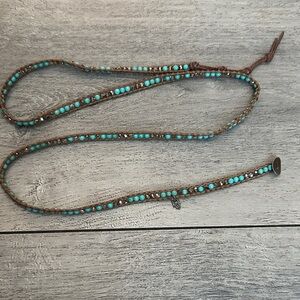 Chan Luu Turquoise and glass bead wrap bracelet
